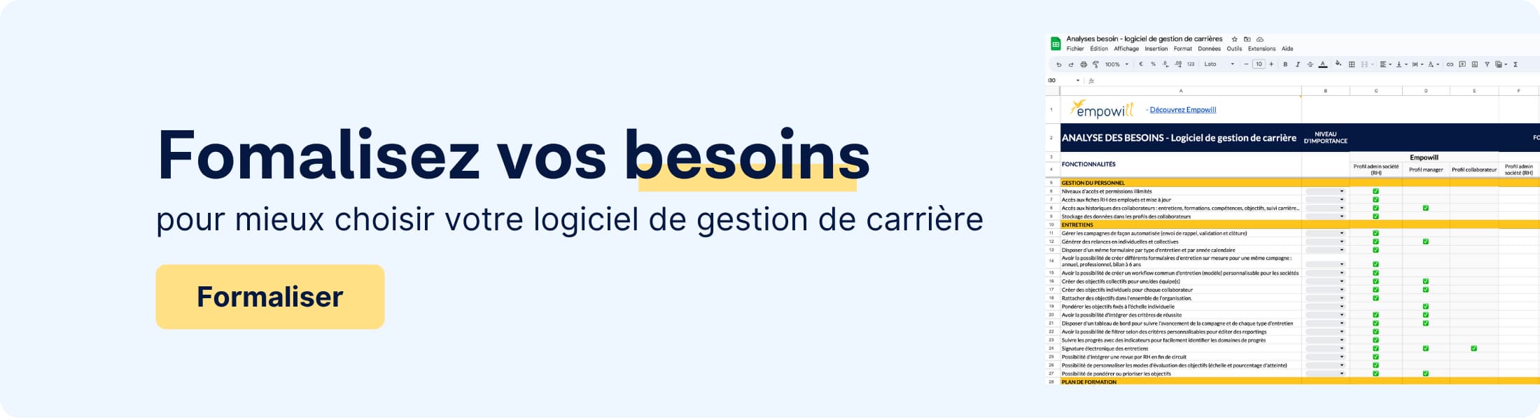 Bannière blog « Formalisation du besoin » : visuel illustratif pour article gestion des besoins projet.