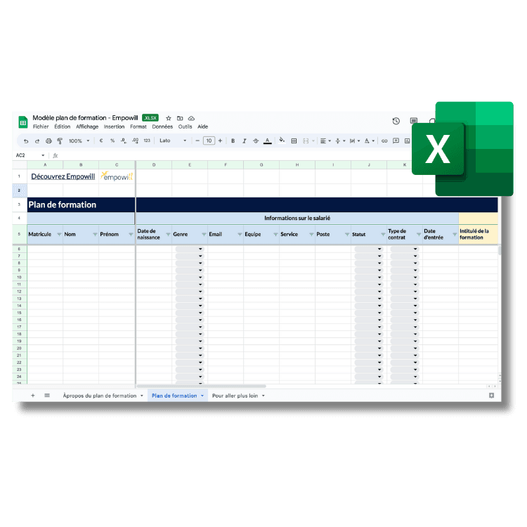 Votre modèle de plan de formation !