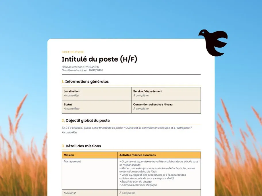 Modèle de fiche de poste à télécharger