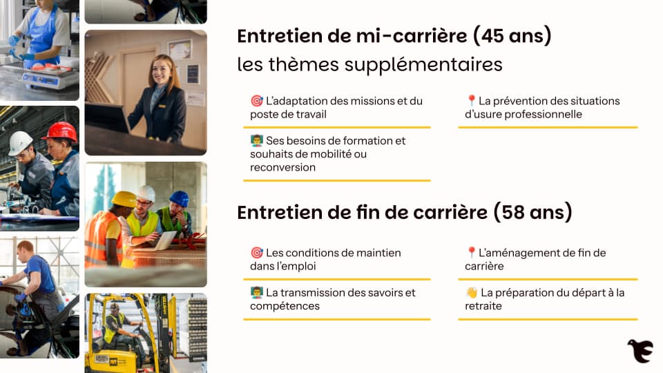thèmes obligatoires des entretiens de mi carrière et entretien de fin de carrière