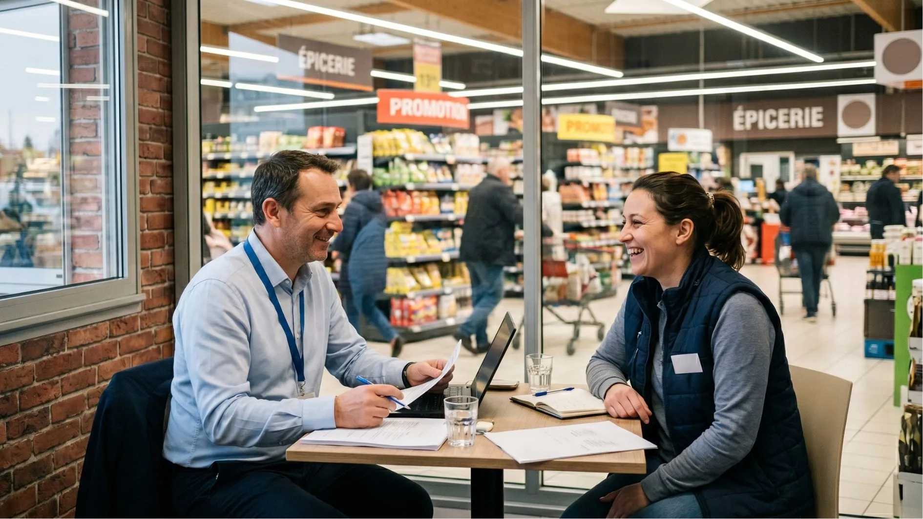 entretien rh entre une salariée d'un supermarché et son manager